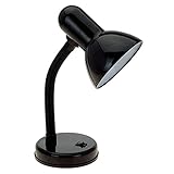 Simple Designs LD1003-BLK Basic Metal Desk Lamp with Flexible Hose Neck for Office, Living Room, Bedroom, College Dorm, Bookshelf, Black