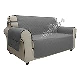 Easy-Going Sofa Slipcover Loveseat Cover Waterproof Couch Cover Washable Sofa Cover for 2 Cushion Couch Non-Slip Fabric Furniture Protector with Pocket for Pets Kids Dog Cat (Loveseat, Grey, Medium)