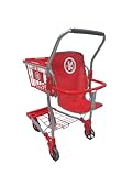 KOOKAMUNGA KIDS 2 in 1 Shopping Cart for Kids - Kids Shopping Cart - Toy Grocery Cart - Toy Shopping Cart w/Removable Hand Basket & Doll Seat Carrier - Perfect for Boys & Girls Ages 2+ - Red