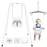 HARPPA 2 in 1 Toddler Swing Set, Foldable Kids Swing & Baby Jumper for Indoor&Outdoor Play, Adjustable Children Swing Set for Toddler Aged 1~5 Years (White)