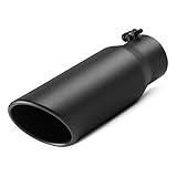 A-KARCK Exhaust Tip 3 Inch Inlet, 3' Inlet 4' Outlet 12' Long Black Coated Finish Muffler Tip For Truck Tailpipe, Stainless Steel Rolled Edge