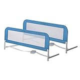 Dream On Me Adjustable Mesh Bed Rail in Blue, Two Height Levels, Breathable and Durable Fabric, Lightweight and Portable Bed Rail for Toddlers, Double Pack