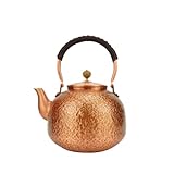 Funmaker Handmade Solid Copper Tea Pot Kettle Stovetop Teapot Thick Hammered Copper Tea Pot Kettle Stovetop Teapot Made for gasstove tops pure copper kettle (Type 7-2200ml)