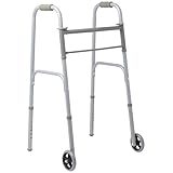 Medline Lightweight Folding Walkers for Seniors, Adults with 5” Wheels, Steel Frame Supports up to 400 lbs.