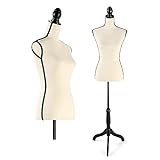 DRDINGRUI Female Dress Form,Sewing Mannequin Body, Torso Body with Tripod Wood Base for Clothes Display,Window Display