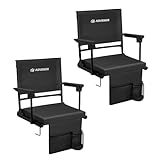 ADVENOR Portable Stadium Seat with Back Support for Bleacher -2 Pack,17.3‘’ Wide, Adjustable 6 Reclining Position, Thick Padded Cushion Ideal for Basketball Soccer Sport Events (2, Black, Regular)
