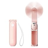 JISULIFE Handheld Mini Fan, 3 IN 1 Hand Fan, Portable USB Rechargeable Small Pocket Fan, Battery Operated Fan [14-21 Working Hours] with Power Bank, Flashlight Feature for Women,Travel,Outdoor-Pink, 1 Count (Pack of 1)