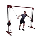 Best Fitness (BFCCO10) Cable Crossover Exercise Machine, 2' Olympic Sized Weight Carriage Dual Pulley Cable Machine for Strength Training, Red