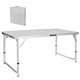 REDCAMP Folding Camping Table,4ft Portable Outdoor Folding Table Aluminum Camp Table Adjustable Height Lightweight for Picnic Cooking Beach