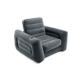 INTEX 66551EP Inflatable Pull-Out Chair: Built-in Cupholder – Velvety Surface – 2-in-1 Valve – Folds Compactly – 89' x 46' x 26'