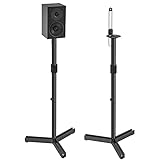USX MOUNT Universal Speaker Stands - Height Adjustable Extend 34' to 46' for Satellite Speakers and Small Bookshelf Speakers up to 8 lbs Per Stand, 1 Pair Floor Stand for Sony Vizio Bose JBL Yamaha