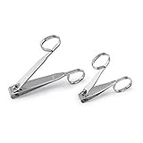 EZ Grip Nail Clipper, Premier Nail Clipper, Scissor Grip Nail Clipper, Sharp Stainless Steel Blade for Finger Nail,Toe Nail Clippers Set for Women and Man, Silver - 2 Pack (Large and Small)