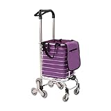 LyeXD Folding Shopping Cart for Groceries, Portable Urban Stair Climbing Cart with 8 Wheels - 35L Super Capacity, Heavy Duty Foldable Utility Trolley Cart for Loading Vegetables, Food, Water,Purple