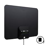 GE Ultra Edge Amplified HD Digital TV Antenna, Long Range Smart TV Antenna, Supports 4K 1080P HD Smart TV VHF UHF, Amplifier Signal Booster with Signal Finder, 10ft Coax HDTV Cable/AC Adapter, 58403