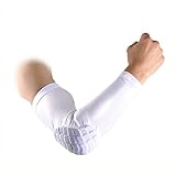 AceList 2PCS Elbow Pads with Padded Compression Shield Shape Arm Sleeves for Protection - Suitable for Basketball, Volleyball, Football, and More - Ideal for Adults, Youth, Girls, Men Women (White M)
