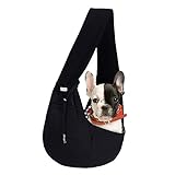 FDJASGY Small Pet Sling Carrier-Hands Free Reversible Pet Papoose Bag Tote Bag with a Pocket Safety Belt Dog Cat for Outdoor Travel Black