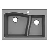 Kraus Quarza Kitchen Sink | 33-Inch 60/40 Bowls | Grey Granite | KGD-442 model