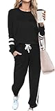 RUBZOOF Two Piece Outfits for Women Track Suits Sets Jogging 2 Piece Sweat Suits Black XL