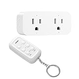 DEWENWILS Wireless Remote Control Outlet, 2 Independent Control Sockets Electrical Remote Light Switch, No Interference Remote Outlet Switch, No Wiring, 15A/1875W, 100 FT Range, FCC Listed