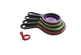 Collapsible Silicone Measuring Cups with 60ml/80ml/125ml/250ml - 4 Piece Set Kitchen Measuring Tools (4 Colors)
