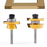 Newdeli 2Pcs Shaker Rail and Stile Router Bit Set 1/4 Inch Shank Tongue and Groove Router Bits Professional Carbide Milling Cutters for Woodworking for Cabinet Door