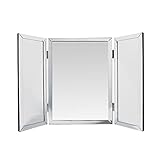 Houseables Trifold Vanity Mirror, Hangable on Wall, Single, 3 Way, 28' x 40', Tri Fold, Big Mirrors for Tables, Bedrooms, Bathroom, Makeup, Tabletop, Three Part, Beveled Edges