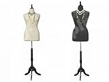 (JF-F14/16W+Black Cover+BS-02BKX) Plus Size 14-16 White Female Dress Form Mannequin with Wooden Base&Cap 42' 32' 44' (One Free Black Cover) (Black Base Set)