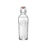 Bormioli Rocco Officina Water Bottle | 37.25 oz, Italian Glass Pitcher | Airtight Seal & Metal Clamp | Easy To Carry Handle, Dishwasher Safe & Eco-Friendly | Safe For Infused & Carbonated Drinks