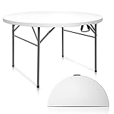 VINGLI 48' Round Bi-Folding Commercial Table, 4 Feet Portable Plastic Dining Card Table for Kitchen or Outdoor Party Wedding Event, 1-Pack
