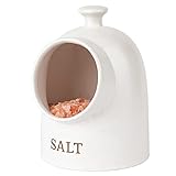 KooK Salt Pig, Salt Crock, Countertop Storage Container for Spices, White Salt Cellar, Ceramic, Stoneware, Dishwasher Safe, 15 oz, Speckled Oatmeal, Farmhouse Collection