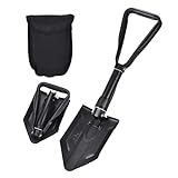 Survival Folding Shovel & Pick Axe - Heavy Duty Tactical with Lengthened Handle - Military Folding Entrenching Tool - Emergency Gear - Tool for Off Road, Camping, Digging Dirt, Sand, Mud & Snow