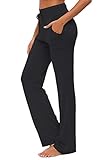 ADANIKI Womens Yoga Pants with Pockets Straight-Leg Loose Comfy Modal Drawstring Lounge Running Long Active Casual Sweatpants (Black, XL)