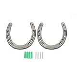 Qlvily 2 Packs Rustic Cast Iron Horseshoe Wall Decor, 5 inch Light Duty Durable Medium Horseshoe for Indoor and Outdoor Decoration