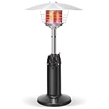 Giantex Portable Patio Tabletop Heater, 11,000 BTU Outdoor Propane Gas Table Top Heater W/ Weighted Base, Adjustable Thermostat, Suitable for Backyard, Garden, Commercial Restaurant (Black)