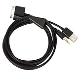 JIMAT 30 Pin to AUX USB, Dock Connector to 3.5mm Jack Audio AUX-in Car Stereo Auxiliary Cable | Data Sync Transfer & Charging | Compatible for iPod iPhone 3 4 4S iPad 2 3 |