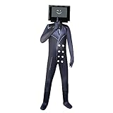 Prinlky Skibidi Toilet TV Man Costume Halloween Cosplay Party Bodysuits with Headwear Cartoon Game Outfit for 5-12 Years Kids