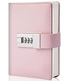 CAGIE Journal with Lock Personal Secret Diary Mini Locking Diary for Girls Adults Women Lock journal Combination Locked Writing Travel Notebook Macaron Pink