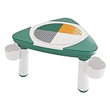 UNICOO Kids Multifunctional Building Block Table and Chair Set, Toddler Sand Table, Kids Drawing & Reading Activity Table with Storage Bucket (Green)