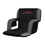 FAIR WIND 25” Wide Stadium Bleacher Seat with 3” Thick Padded Foam Back Support, Lightweight Bench Chair with 6 Reclining Positions, Adjustable Armrests, Shoulder Straps, Seat Hook and Pockets, Black…