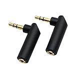 rgzhihuifz 3.5mm Angle Male to Female Audio Adapter, 90 Degree Right Angle Gold-Plated TRS Stereo Jack Plug AUX Connector Compatible with Headset, Tablets, MP3 Players, Speakers(2 Pack)