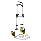 Mouzor Folding Hand Truck Dolly Cart, 264 Lb Capacity Aluminum Heavy Duty Portable and Foldable Luggage Trolley Cart with Telescoping Handle and Rubber Wheels