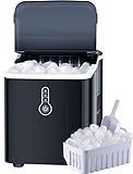 26lbs Ice Maker Countertop, Portable Ice Maker Machine, Self-Cleaning, 9 Cubes Ready in 8 Mins, Mini 1.5L Capacity, Compact Electric Ice Maker, Ice Scoop & Basket, Bullet-Shape, for Camping/RV/Party