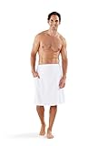 Boca Terry Men's Towel Wrap, Cotton Mens Bath Wrap, Mens Towel Wrap After Shower, Spa Wrap for Sauna and Gym. 4XL - White