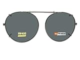 Semi Round Polarized Clip On Sunglasses (Pewter-Polarized Gray Lens, 48mm Wide x 46mm Height)