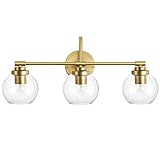 HARWISUP 3-Light Bathroom Light Fixtures Over Mirror Gold Vanity Light with Clear Glass Ball Shade Modern Wall Sconce for Bedroom Living Room