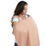 Muslin Nursing Cover for Baby Breastfeeding, Soft & Breathable Cotton Breastfeeding Cover for Mom with Rigid Hoop for Mother Nursing Apron by Comfy Cubs (Blush)