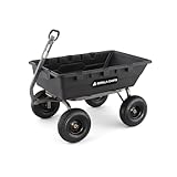 Gorilla Carts Poly Garden Dump Cart with Easy to Assemble Steel Frame, Camping Beach Wagon w/Quick Release System, 600 Pound Capacity, & 10 Inch Tires