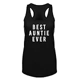 GROWYI Womens Funny Workout Tank Tops|Sweat Racerback Fitness Gym Sleeveless Shirts|Best Auntie Ever Letters Print Top Black