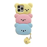 YAKVOOK for iPhone 7 Plus/8 Plus Bear Case, Kawaii Phone Cases 3D Silicone Cartoon Case with Keychain Fun Apply to iPhone 6 Plus Cute Case Soft Rubber Shockproof Protective Case for Women