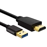 Znoogrn USB to HDMI Cable, USB to HDMI Adapter for Monitor, USB 3.0 Male to HDMI Male Adapter for TV/DVD Player/Projector - 6.6FT/2M (Black)